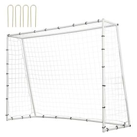 VEVOR Soccer Rebound Trainer, 8x6FT Iron Soccer Training Equipment, Sports Football Rebounder Wall with Double-Sided Rebounding Net & Goal