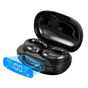 Wireless V5.3 Open Ear Clip Earbuds Over Ear Bone Headphones IPX3 Waterproof Ultra Open Earbuds with LED Display Charging Case for Driving Workin