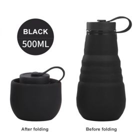 500ml Large Capacity Silicone Folding Water Bottle High Temperature Resistance Outdoor Sports Bottle Travel Portable Cup (Capacity: 500ml, Color: 1)
