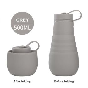 500ml Large Capacity Silicone Folding Water Bottle High Temperature Resistance Outdoor Sports Bottle Travel Portable Cup (Capacity: 500ml, Color: 3)
