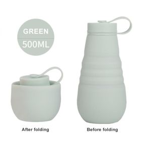 500ml Large Capacity Silicone Folding Water Bottle High Temperature Resistance Outdoor Sports Bottle Travel Portable Cup (Capacity: 500ml, Color: 2)