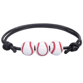 Sports Theme Charm Bracelets; Basketball Football Baseball Volleyball Bracelet Adjustable Inspirational Sports Beads Ball Bracelet With Charm For (size: Baseball)