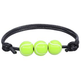 Sports Theme Charm Bracelets; Basketball Football Baseball Volleyball Bracelet Adjustable Inspirational Sports Beads Ball Bracelet With Charm For (size: Tennis)