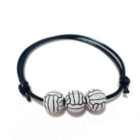 Sports Theme Charm Bracelets; Basketball Football Baseball Volleyball Bracelet Adjustable Inspirational Sports Beads Ball Bracelet With Charm For (size: Volleyball)