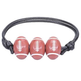Sports Theme Charm Bracelets; Basketball Football Baseball Volleyball Bracelet Adjustable Inspirational Sports Beads Ball Bracelet With Charm For (size: Football)