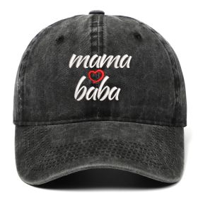 DAD MOM letter embroidered wash baseball cap outdoor sports wash cotton sunshade cap (colour: Mamababa black, size: One size fits all)