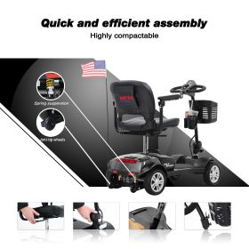 MAX SPORT GREY 4 Wheels Outdoor Compact Mobility Scooter with 2 in 1 Cup & Phone Holder (Color: as Pic)
