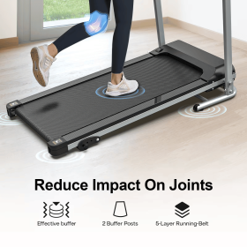 Home Folding Treadmill With Pulse Sensor (Specification: Black and SilverSteel)