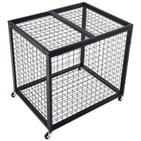 VEVOR Rolling Sports Ball Storage Cart, Lockable Basketball Cage with Double Lids, Sport Equipment Holder Organizer for Indoor Outdoor (size: 33.5 x 26 x 29 inch)