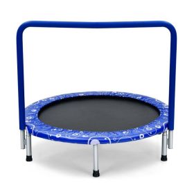 36 Inch Kids Trampoline Mini Rebounder with Full Covered Handrail (Color: Blue)