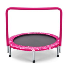 36 Inch Kids Trampoline Mini Rebounder with Full Covered Handrail (Color: Pink)
