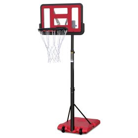 Use for Outdoor Height Adjustable 4.8 to 7.7ft Basketball Hoop 28 Inch Backboard Portable Basketball Goal System with Stable Base and Wheels (Color: as Pic)