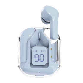 Transparent Wireless On-Ear In-Ear Bluetooth Noise Cancellation 5.3 Sports Headphones (Color: Blue)