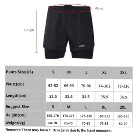 Men's 2-in-1 Running Shorts Quick Drying Breathable Active Training Exercise Jogging Cycle Shorts with Longer Liner (Option: Dark gray-L)
